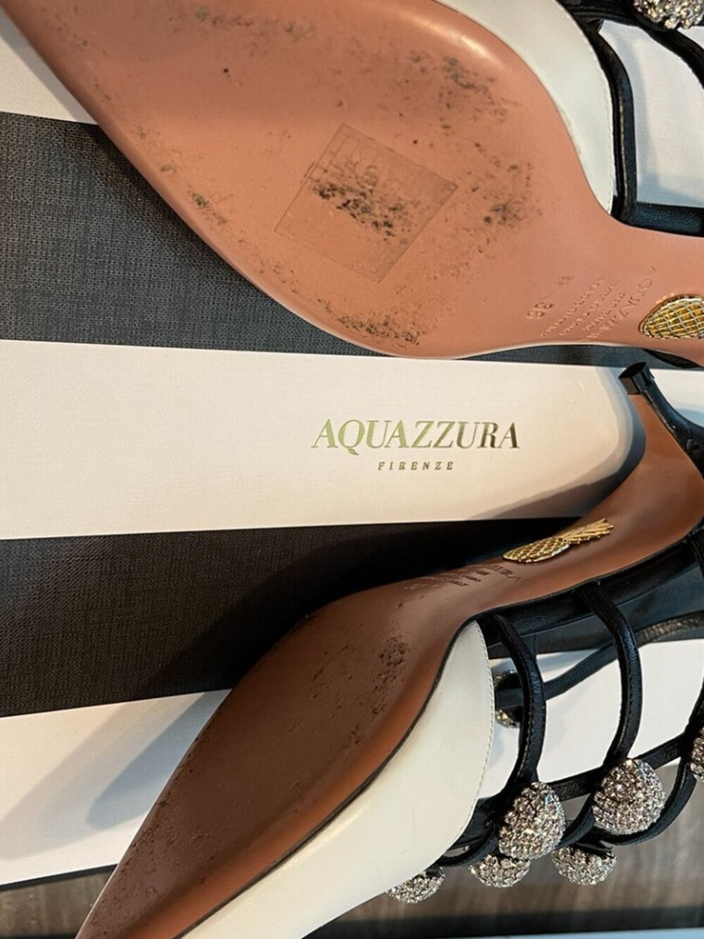 aquazzura disco slingback 45 white and black - Picture 3 of 6
